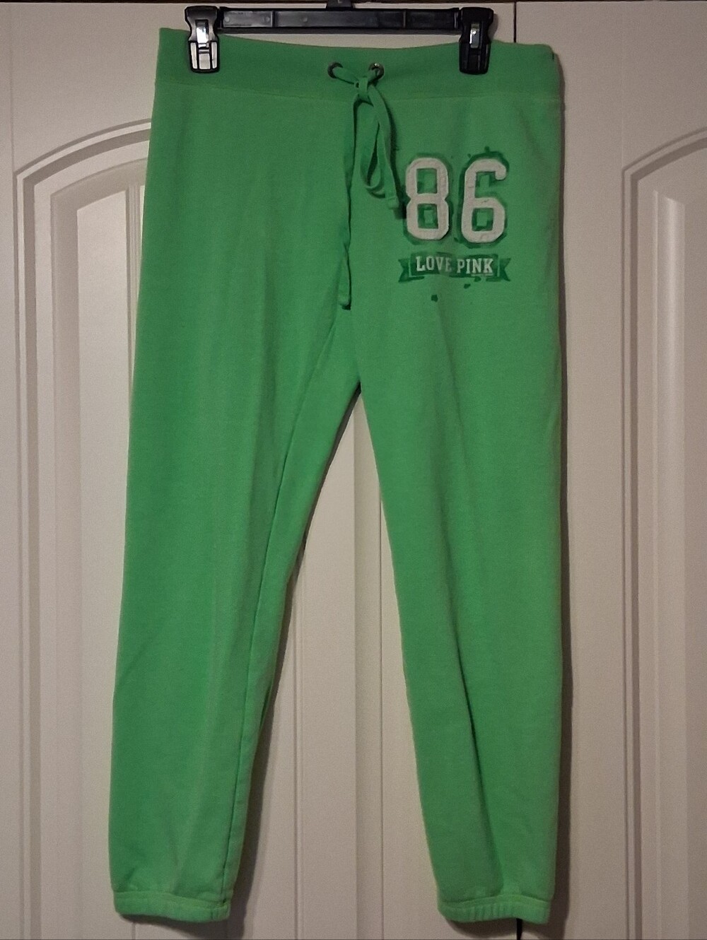 Pink Victoria's Secret Lime Green Rare Embroidered Y2K Joggers Small 2010